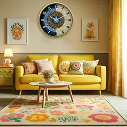 OLIVE TREE Gold-Toned & Blue Printed Contemporary Wall Clock-14