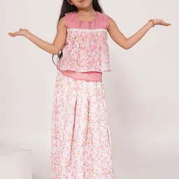 ADORNIA Girls Floral Printed Round Neck Top With Skirt-image-18