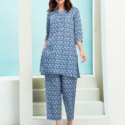 Moda Rapido Printed Three-Quarter Sleeves Top & Trousers Co-Ord Set-image-98