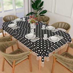Aura Black Dot Printed Waterproof 6-Seater 1.52 m x 2.3 m PVC Table Cover-image-87