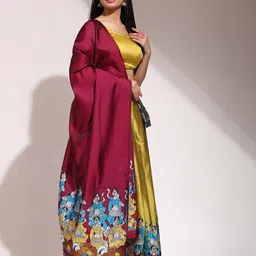 Payu Printed Semi-Stitched Lehenga & Unstitched Blouse With Dupatta image 2