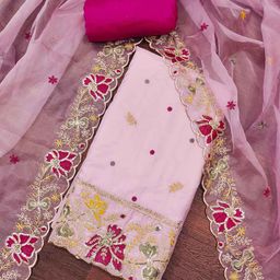Blissta Embroidered Organza Unstitched Dress Material-picture-16