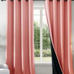 HOMEMONDE Peach-Coloured Set of 2 Black Out Door-31