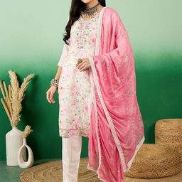 SAINOOR Floral Printed Beads And Stones Semi-Stitched Dress Material-image-74