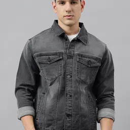 Richlook Men Washed Lightweight Denim Jacket with Embroidered-picture-12