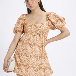 glitchez Spotted & Stunning Edge Printed Fit & Flare Dress-picture-40
