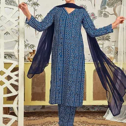SANISA Women Ethnic Motifs Printed Regular Thread Work Kurta with Trousers & With Dupatta-17