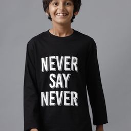 UNDER FOURTEEN ONLY Boys Typography Printed Round Neck Cotton T-shirt-picture-4