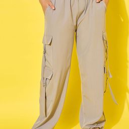 DIMPY GARMENTS Women Relaxed Loose Fit Mid-Rise Cargos Trousers-image-16