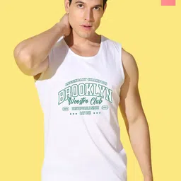 WOOSTRO Pack Of 2 Printed Combed Cotton Gym Vests VWS26(ALONE PEACH)(BKLN WHITE)-14