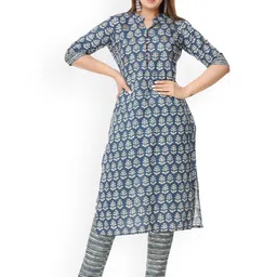 Billion Women Floral Printed Regular Gotta Patti Pure Cotton Kurta with Pyjamas-picture-3