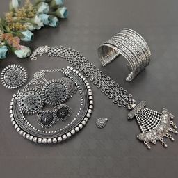 Arch gallery Oxidised Silver Plated Jewellery Set-image-19