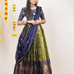 Fabcartz Semi-Stitched Woven Design Lehenga & Unstitched Blouse With Dupatta-picture-29