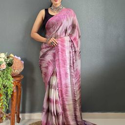 V3 FASHION STUDIO Tie and Dye Pure Chiffon Ready to Wear Jamdani Saree-image-88