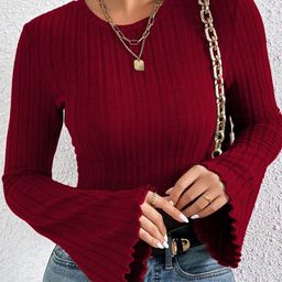 HERE&NOW Women Striped Flared Sleeves Top-picture-12