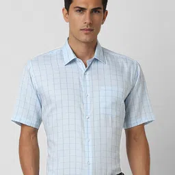 Van Heusen Men Spread Collar Grid Tattersall Checked Cotton Slim Fit Formal Shirt-picture-42