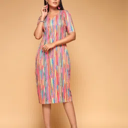 KATLINE Women Printed Relaxed A-Line Midi Dress-6