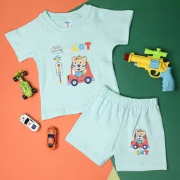 V-Mart Boys Printed Pure Cotton T-shirt with Shorts-image-92