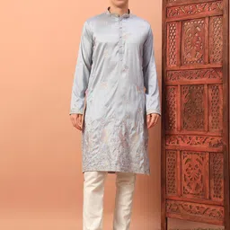DVILLA Men Grey Cotton Kurtas-image-104