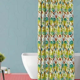 ArtzFolio Yellow & Green ethnic Motifs Printed Waterproof Shower Curtain-image-39