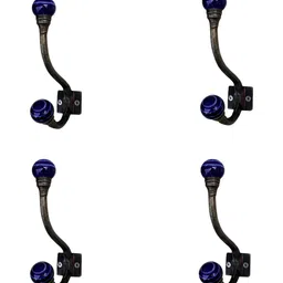 Indianshelf Blue & Black 4 Pieces Metal Wall Hooks-29