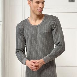 INFERNO Striped Ribbed Cotton Round Neck Full Sleeves Thermal Tops Pack Of 2-image-3
