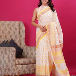 Vanedik Floral Pure Cotton Block Print Saree-52