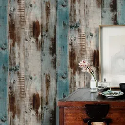 Jaamso Royals Brown & Blue Wooden Design Printed Self-Adhesive & Removable Wall Sticker-image-96
