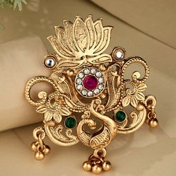 ATIBELLE Gold Plated Kundan Stone Studded Finger Ring-7