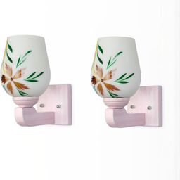 1ST TIME Multicoloured Set of 2 Printed Glass Cylinder Shaped Wall Lamp-picture-8