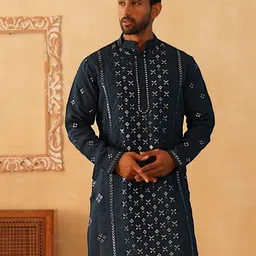 Jompers Men Geometric Embroidered Sequinned Kurta-image-95