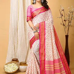 DIVASTRI Ethnic Motifs Printed Zari Banarasi Saree-32