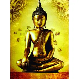 Inephos Gold-Toned And Yellow Buddha Religious Printed Canvas Wall Art-52