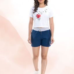 StyleAOne Printed Round Neck Pure Cotton T-Shirt With Shorts-image-91