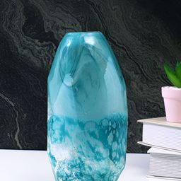 TAYHAA Blue & White Speckled Glass FlowerVases-image-42