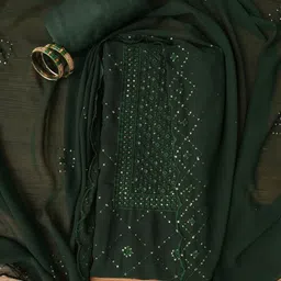SHADOW & SAINING Embroidered Sequinned Unstitched Dress Material-image-5