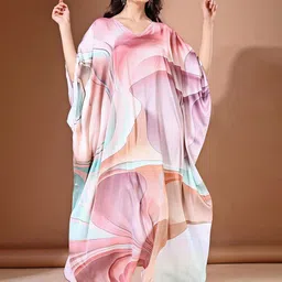 LABEL AARNA Dreamwave Soft Satin Kaftan with Digital Print-image-1