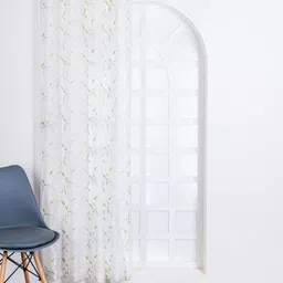 Parda Online White & Green Ethnic Motifs Sheer Long Door Curtain-image-57