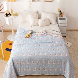 JC HOME Blue & White Cartoon Characters AC Room 400 GSM Double Bed Quilt-image-20