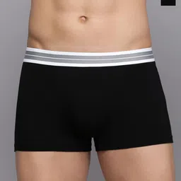 Mast & Harbour Men Pack Of 2 Cotton Mid Rise Short Trunks M&H_003_TRK_BLKGW_BLKGB_2PC-image-85