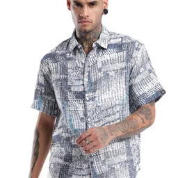 WROGN Men Spread Collar Abstract Printed Cotton Relaxed Fit Casual Shirt-image-73