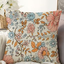 IVAZA Pink & Blue Floral Square Cushion Covers-16