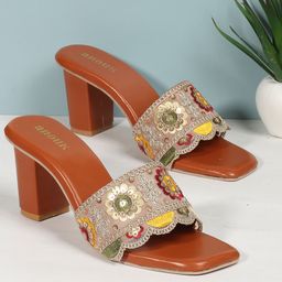 Anouk Embellished Block Mules image 1
