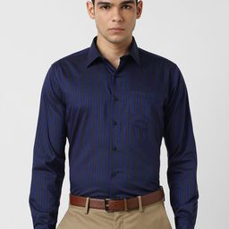 Van Heusen Men Slim Fit Striped Spread Collar Cotton Formal Shirt-picture-1