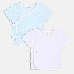 MINI KLUB Infants Boys Pack Of 2 Half Sleeves Striped & Solid Front Open Jhablas28NBFV7-image-62