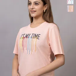 PROBASIC Women Typography 2 Printed Slim Fit T-shirt-image-6