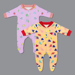 Born Babies Infant Pack of 2 Printed Organic Cotton Sleepsuit-image-25