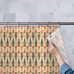 ArtzFolio Green & Orange Printed Waterproof Shower Curtain-image-99
