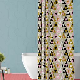 ArtzFolio Pink & Black Geometric Printed Waterproof Shower Curtain-16