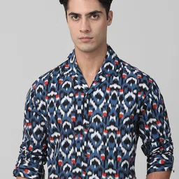 Mufti Men Relaxed Fit Abstract Printed Cuban Collar Cotton Casual Shirt-image-25